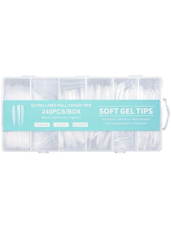 Soft Gel Tips Extra Long Almond 240 Τεμάχια