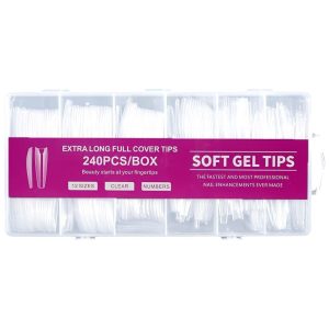 Soft Gel Tips Extra Long Coffin 240 Τεμάχια