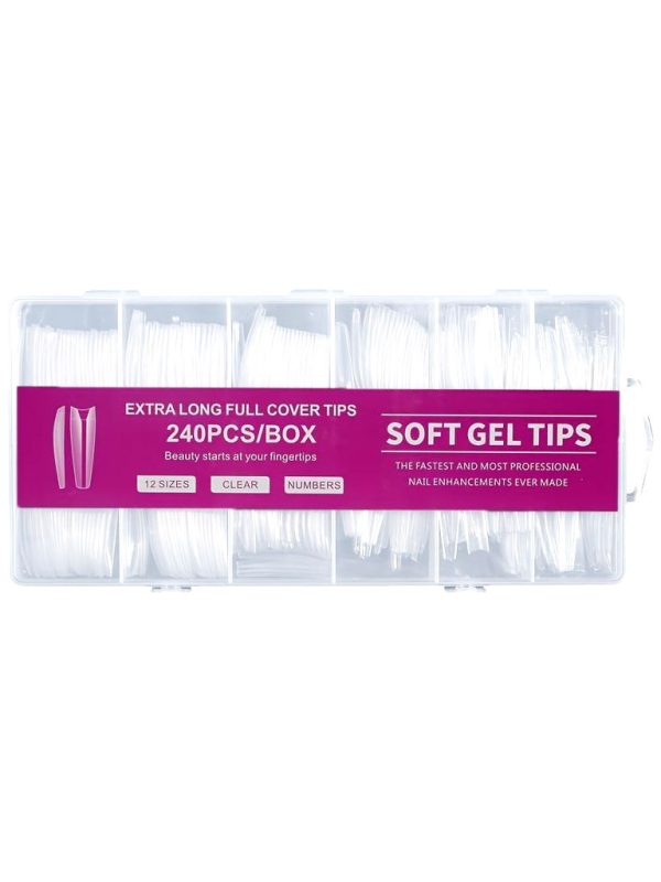 Soft Gel Tips Extra Long Coffin 240 Τεμάχια