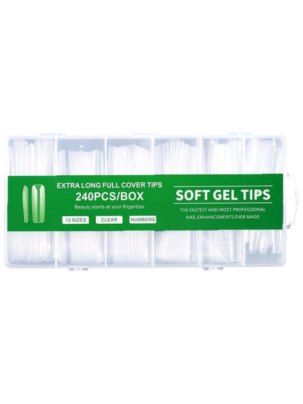 Soft Gel Tips Extra Long Square 240 Τεμάχια